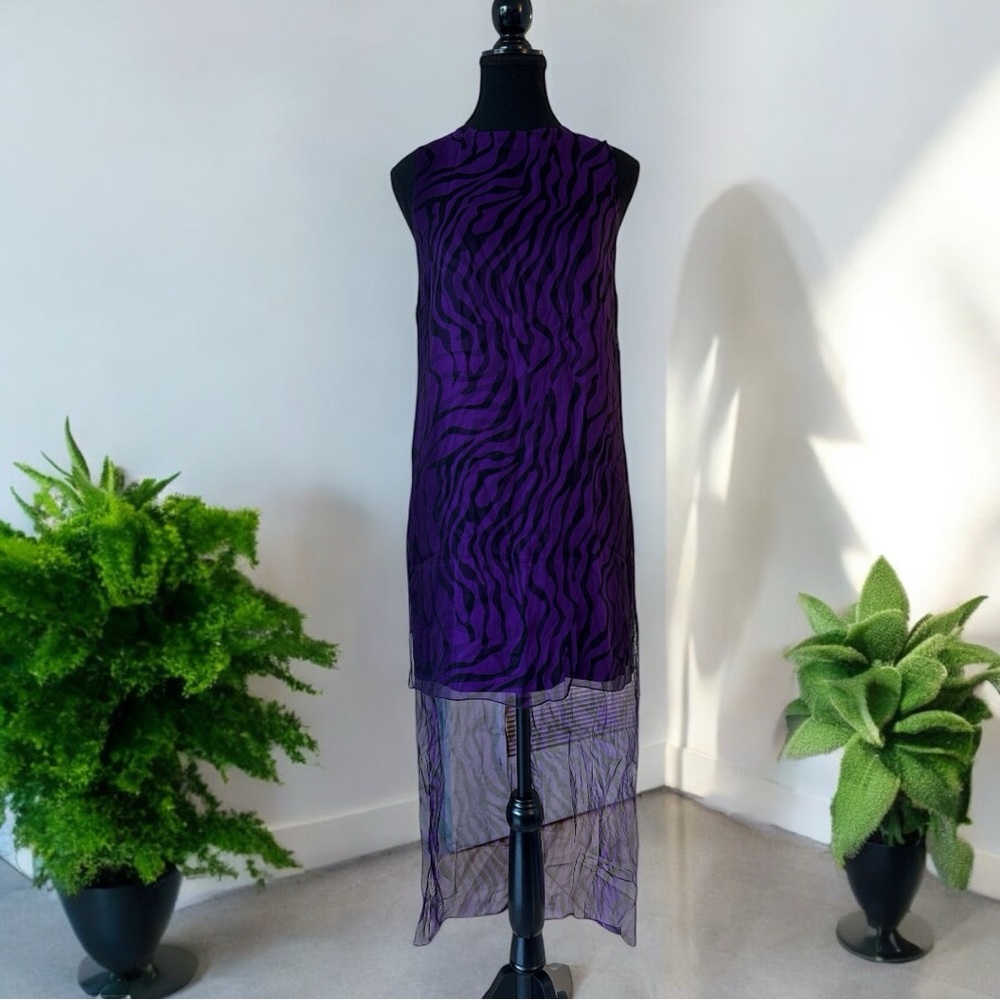 Thomas Wylde Purple Silk Zebra Print Dress – Size X-Small